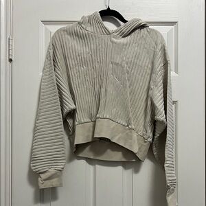 John Elliott Cream Ribbed Hoodie